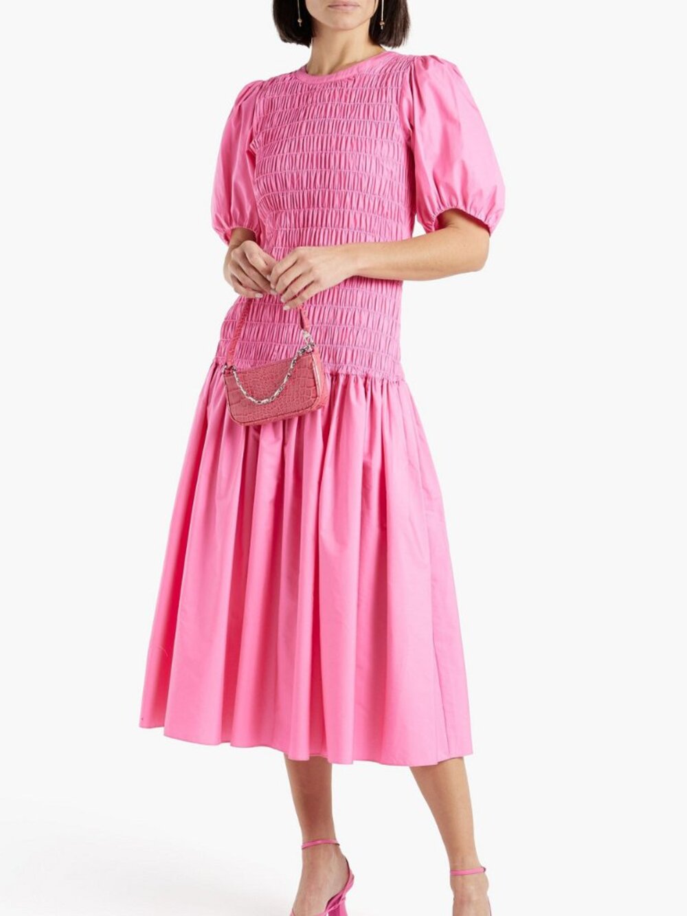 Derek Lam 10 Crosby Shirred cotton poplin midi dress - Picture 1 of 8